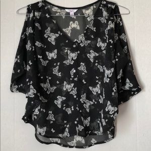 Candies sheer cold shoulder top